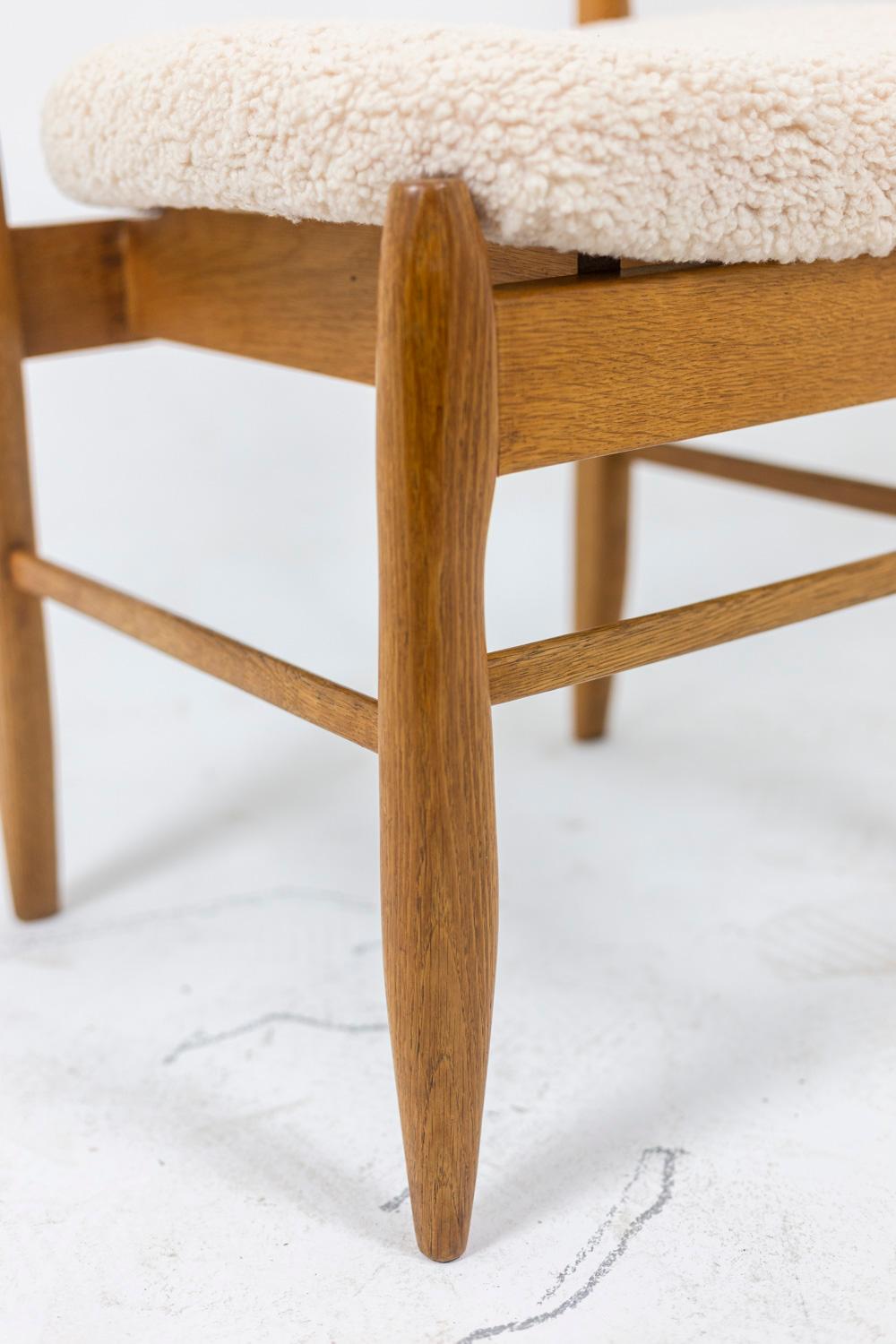 Guillerme et Chambron for Votre Maison, Set of Five Chairs in Blond Oak, 1960s 4