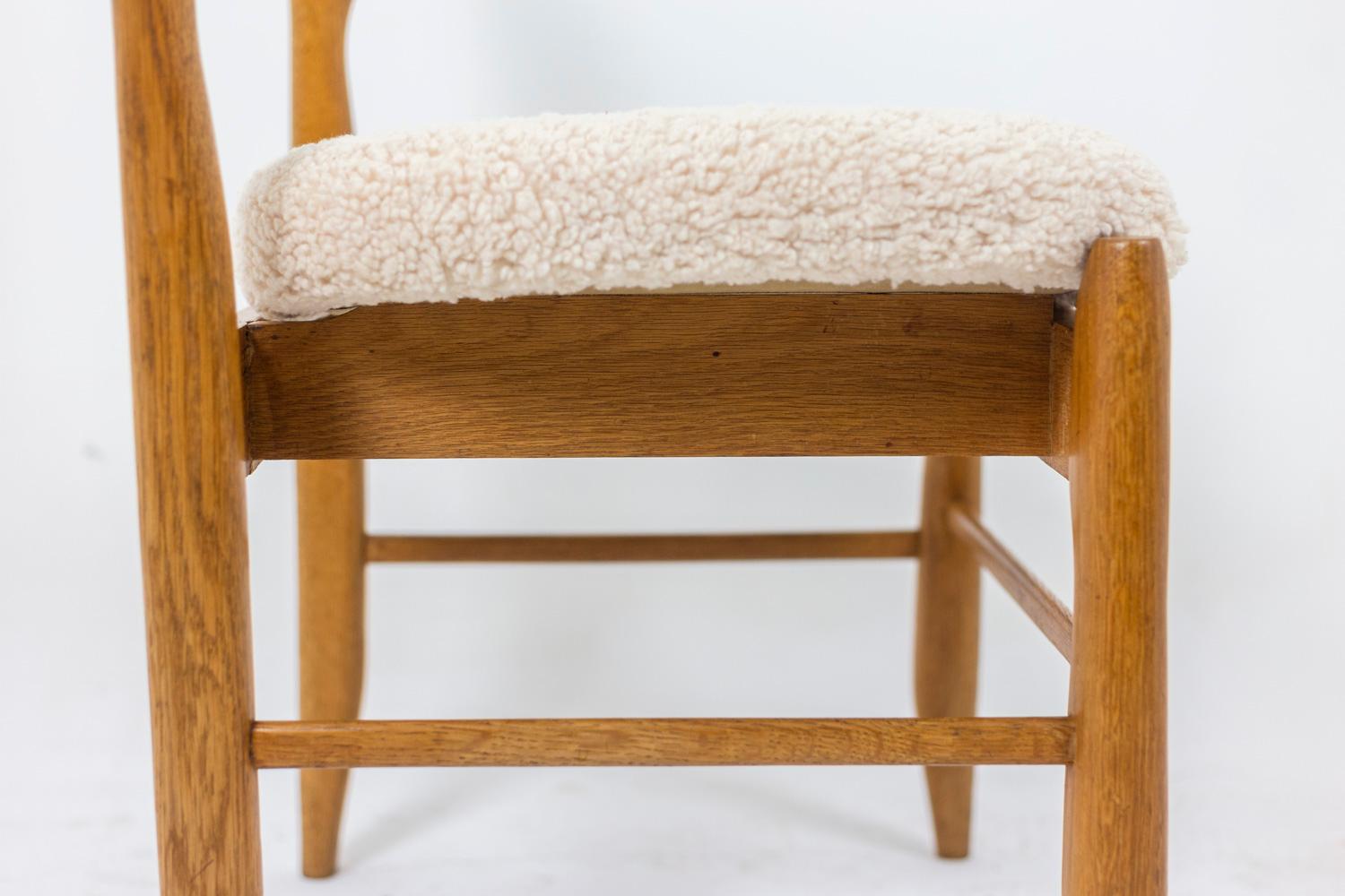 Guillerme et Chambron for Votre Maison, Set of Five Chairs in Blond Oak, 1960s 5