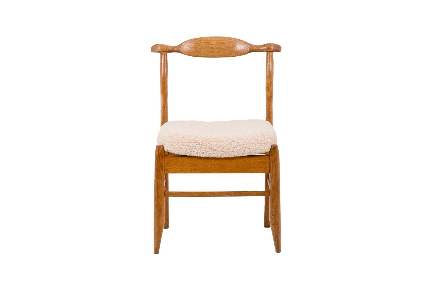 European Guillerme et Chambron for Votre Maison, Set of Five Chairs in Blond Oak, 1960s