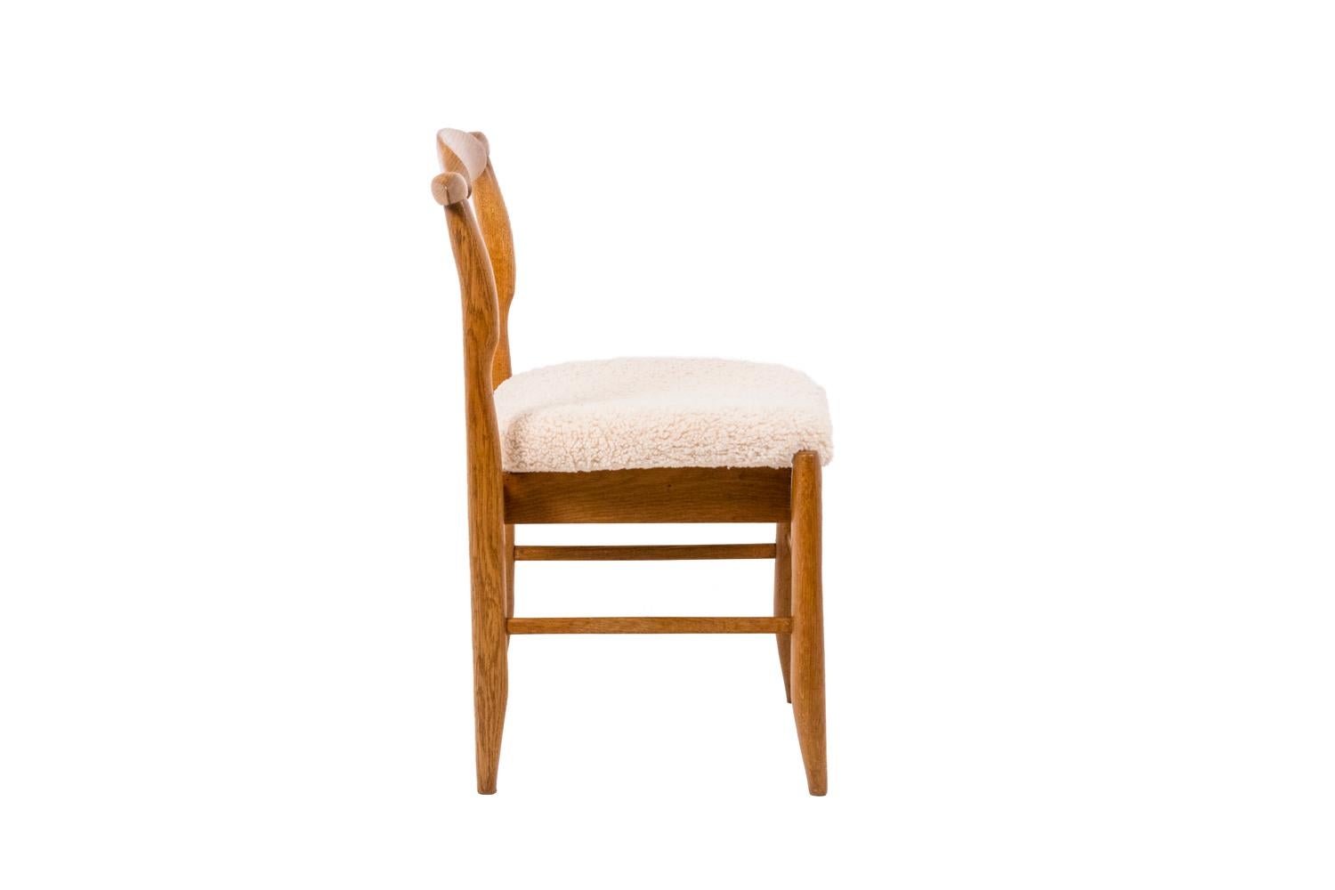 Mid-20th Century Guillerme et Chambron for Votre Maison, Set of Five Chairs in Blond Oak, 1960s