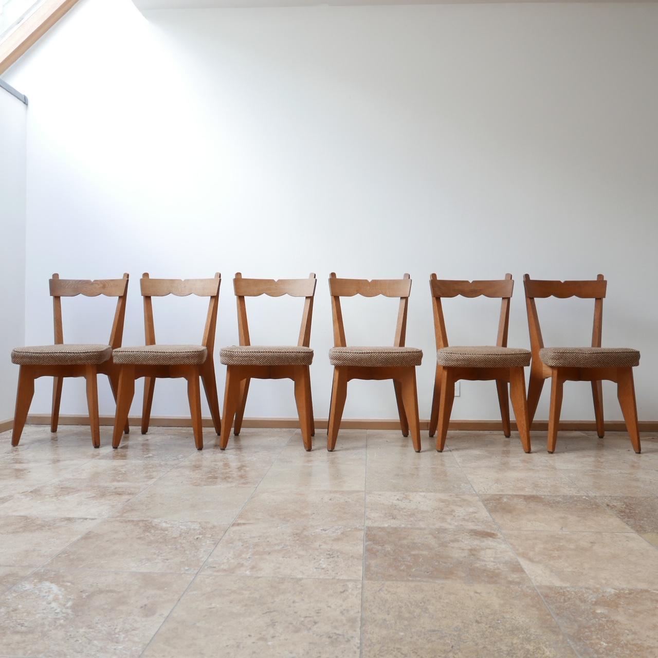 Guillerme et Chambron French Midcentury Oak Dining Chairs '6' In Good Condition In London, GB