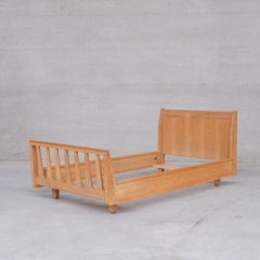 Guillerme et Chambron French Mid-Century Oak Single Bed