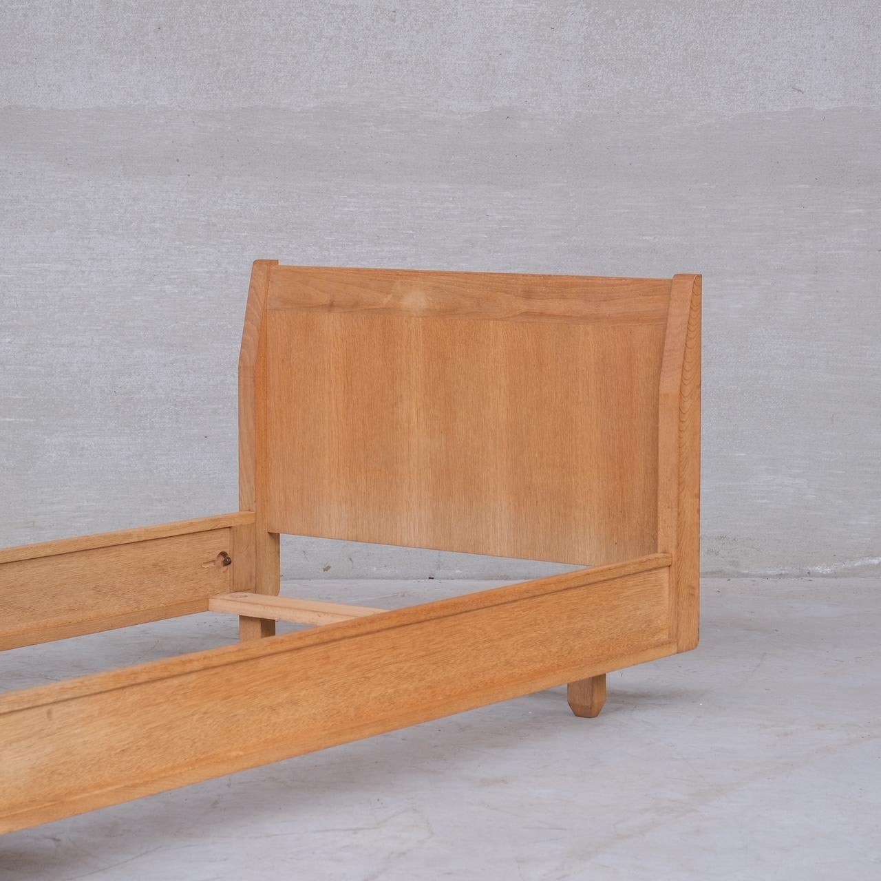 Mid-20th Century Guillerme et Chambron French Mid-Century Oak Single Bed For Sale