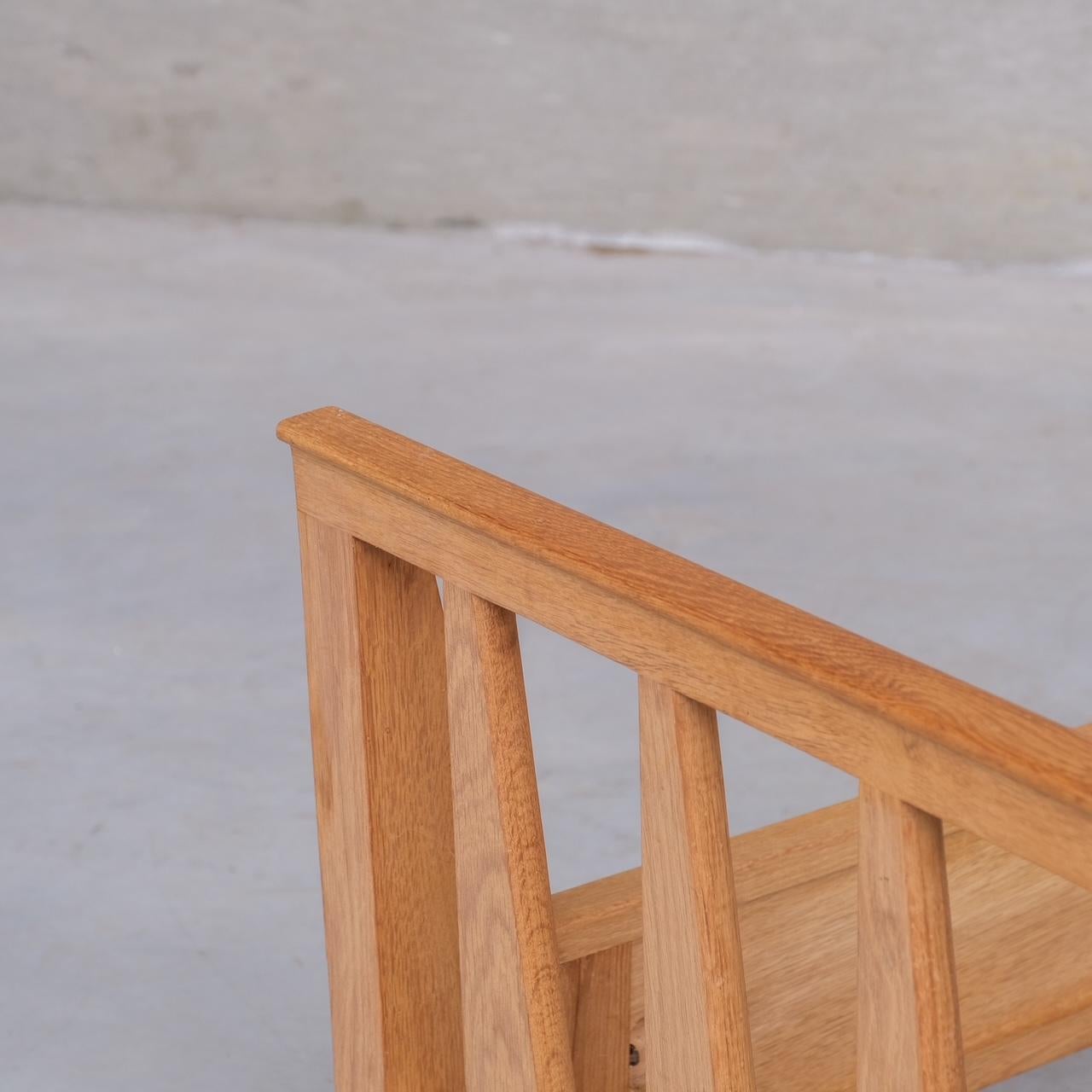 Wood Guillerme et Chambron French Mid-Century Oak Single Bed For Sale