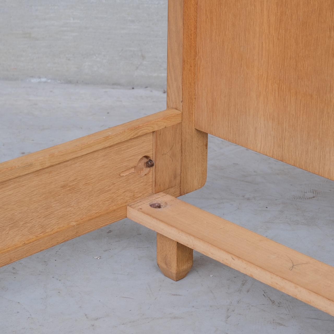 Guillerme et Chambron French Mid-Century Oak Single Bed For Sale 1