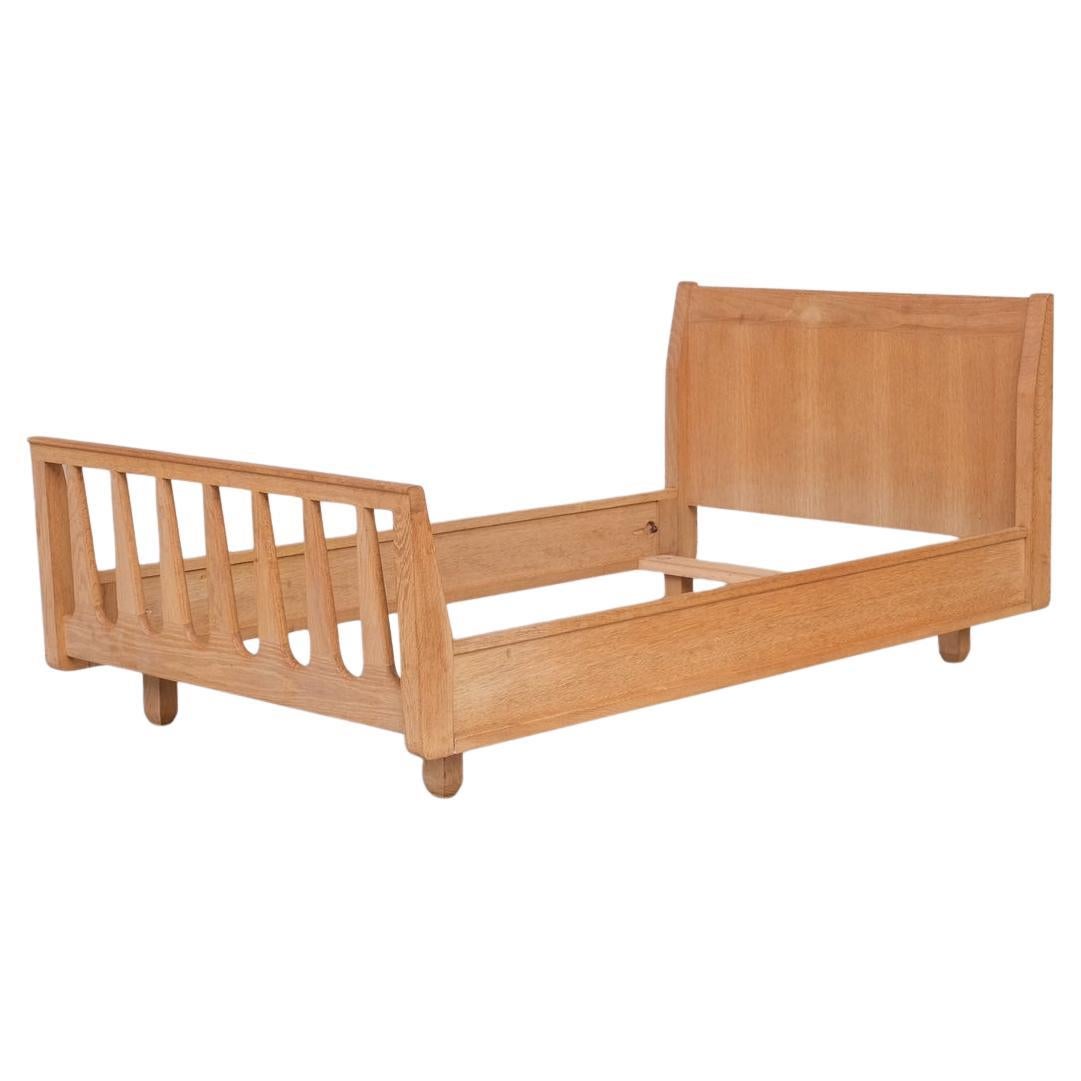 Guillerme et Chambron French Mid-Century Oak Single Bed For Sale