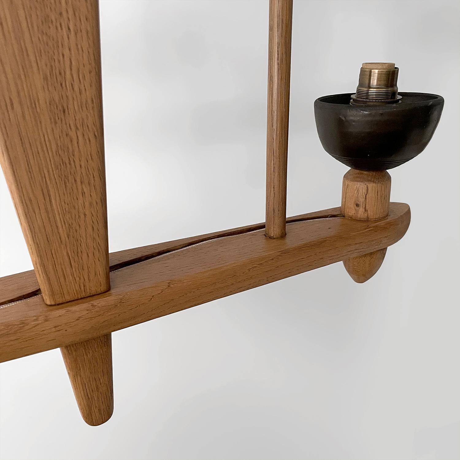 Guillerme et Chambron, lampada a sospensione doppia in Oak e ceramica in vendita 5