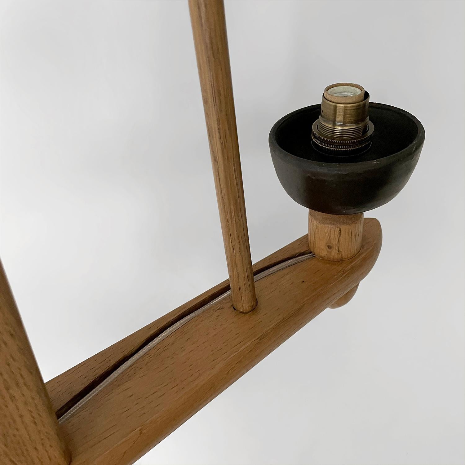 Guillerme et Chambron, lampada a sospensione doppia in Oak e ceramica in vendita 6