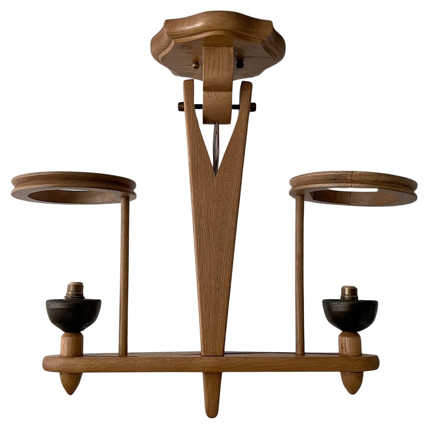 Guillerme et Chambron, lampada a sospensione doppia in Oak e ceramica