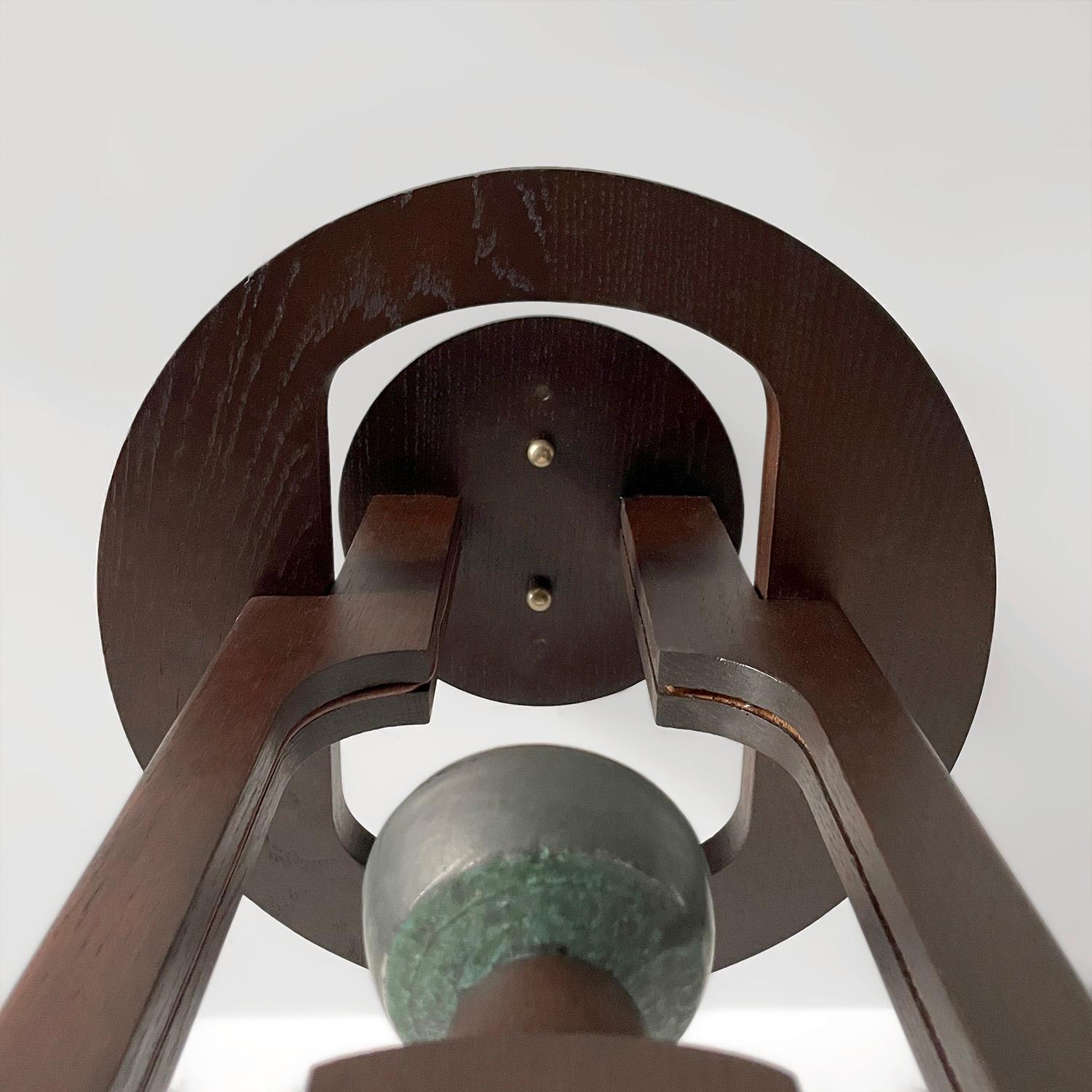 Ceramica Guillerme et Chambron, lampada a sospensione in Oak francese e ceramica in vendita