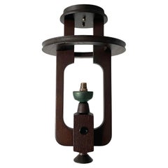Guillerme et Chambron French Oak & Ceramic Pendant Light
