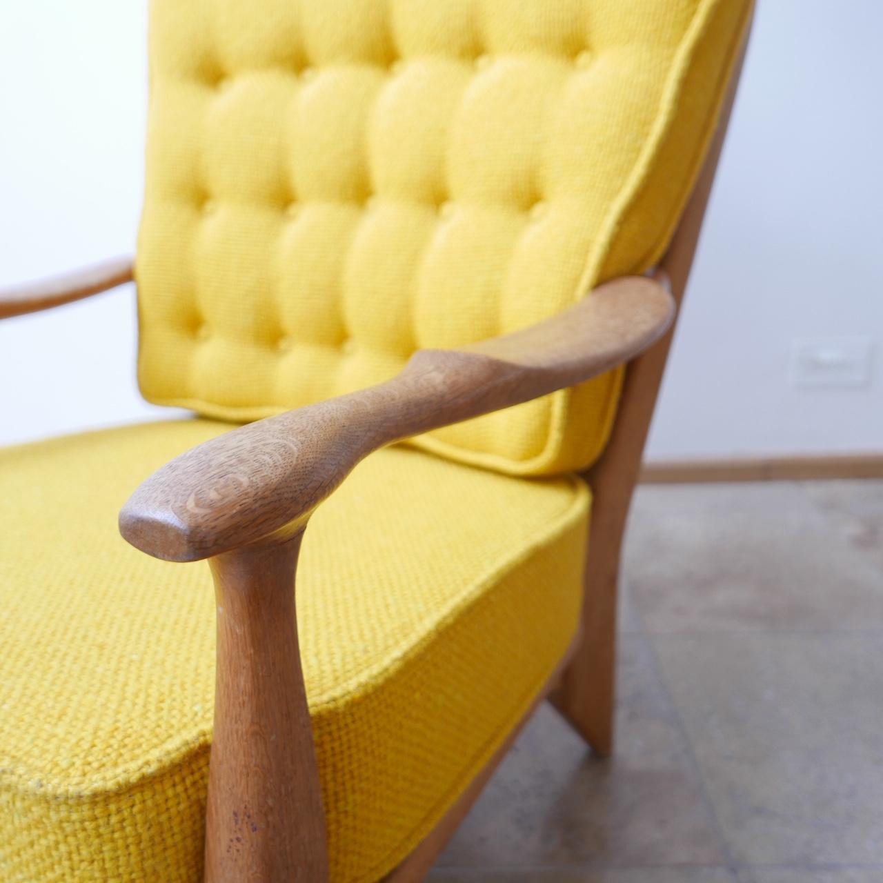 Mid-20th Century Guillerme et Chambron French Oak Midcentury Armchairs