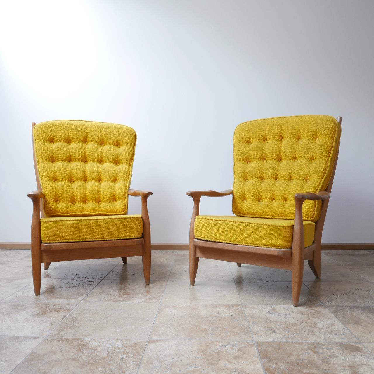 Guillerme et Chambron French Oak Midcentury Armchairs 4
