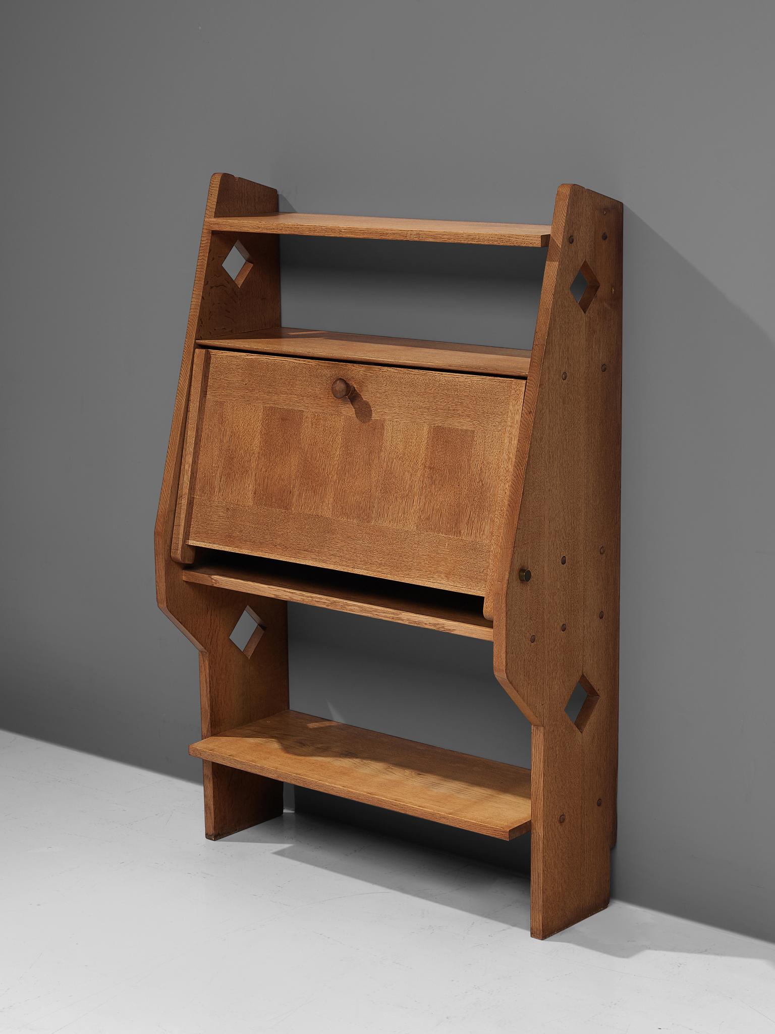 Guillerme et Chambron French Solid Oak Secretary In Good Condition In Waalwijk, NL