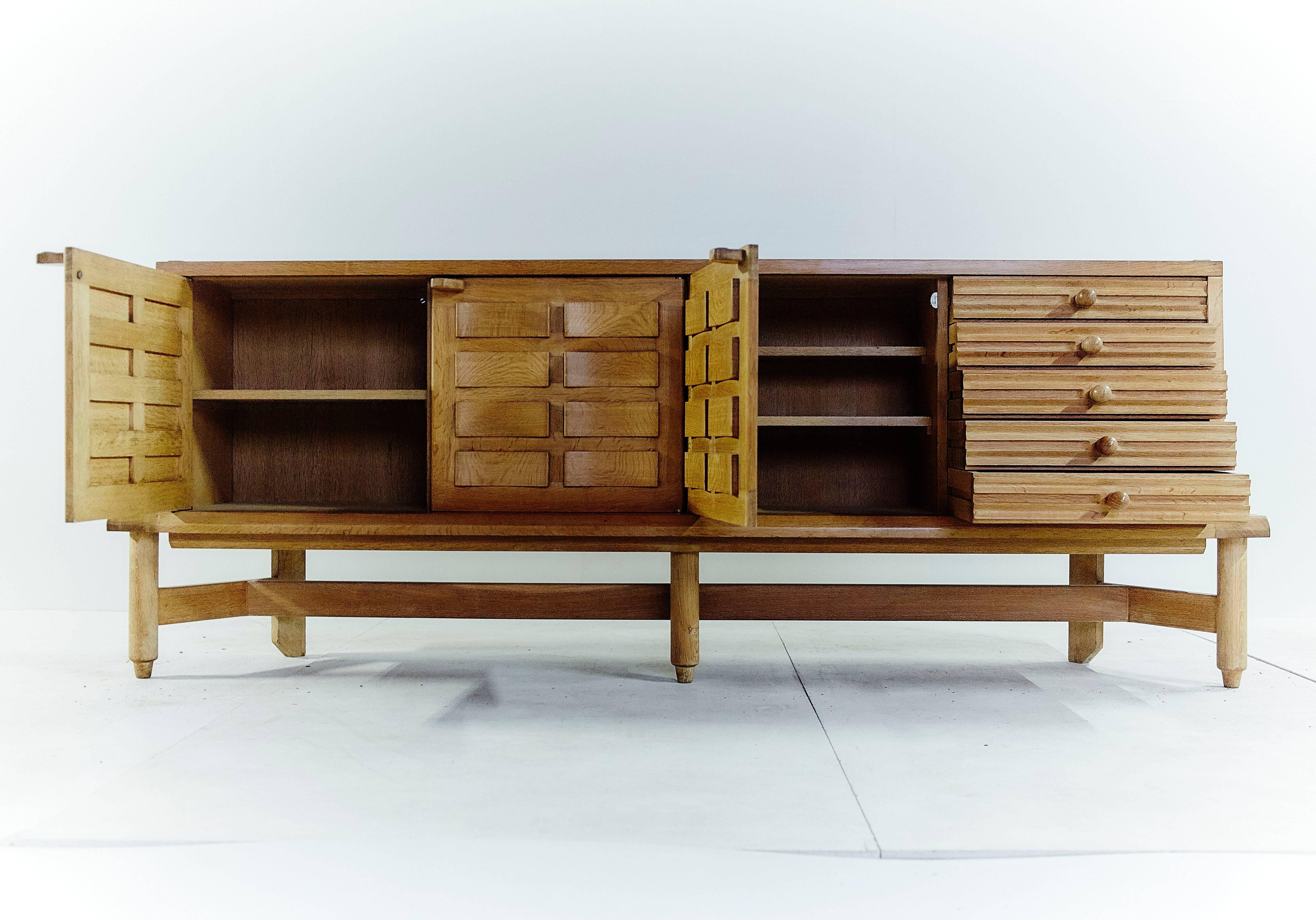 Guillerme & Chambron Gildas Two Doors Sideboard, circa 1960 In Excellent Condition In Milan, IT
