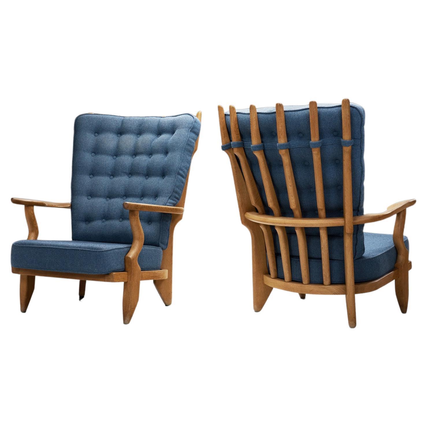 Guillerme et Chambron "Grand Repos" Lounge Chairs, France 1950s For Sale