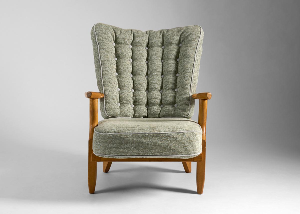 20th Century Guillerme et Chambron, Grand repos, Set of Three Armchairs, France, 1960 For Sale
