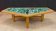 Guillerme et Chambron, Grande table de salon en chêne et lave émaillée