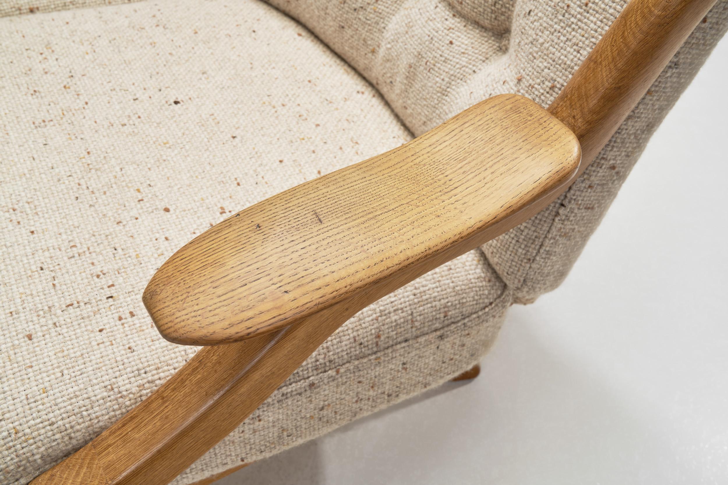Guillerme et Chambron Grégoire Oak Settee für Votre Maison, Frankreich 1960s im Angebot 6
