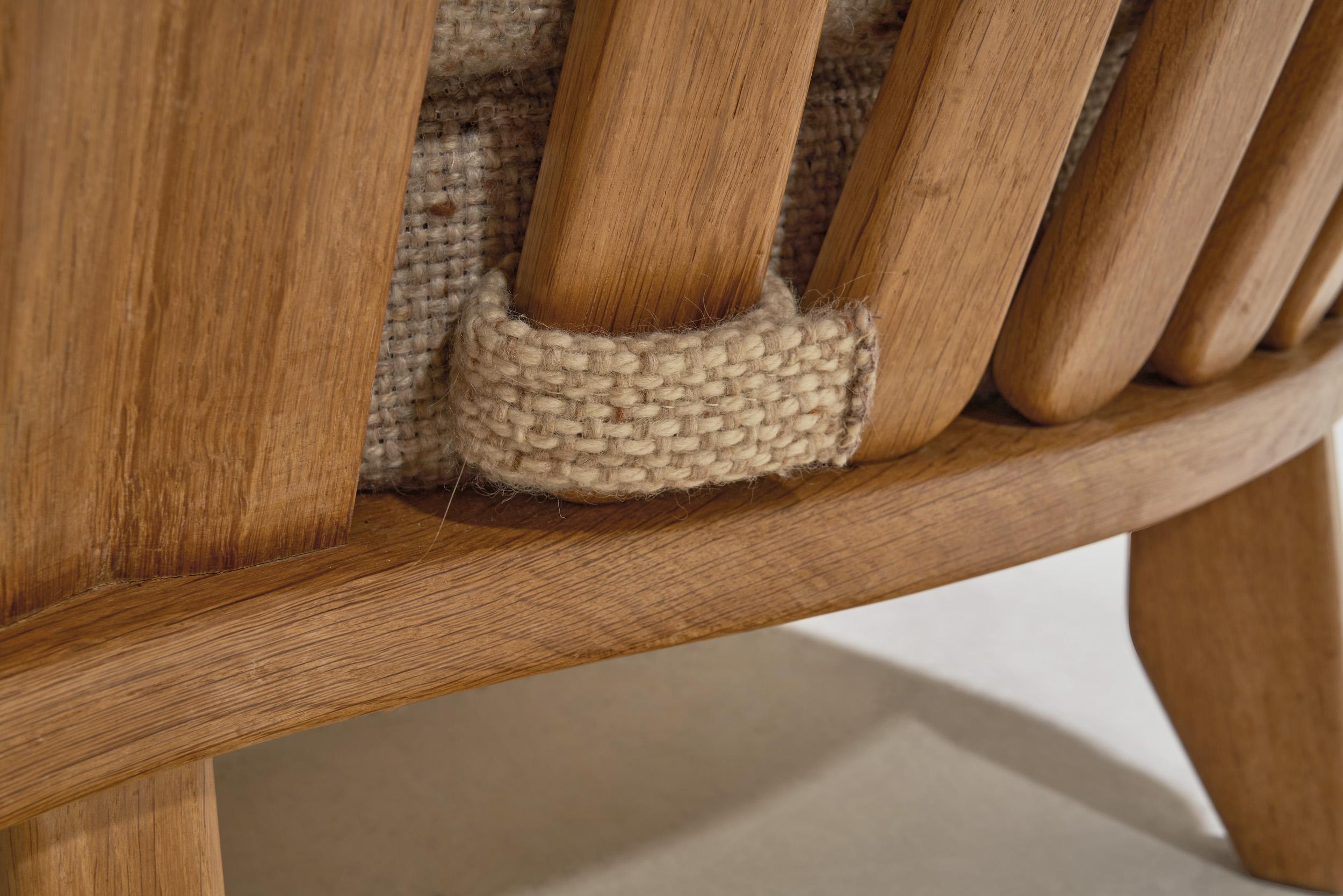 Guillerme et Chambron Grégoire Oak Settee für Votre Maison, Frankreich 1960s im Angebot 10