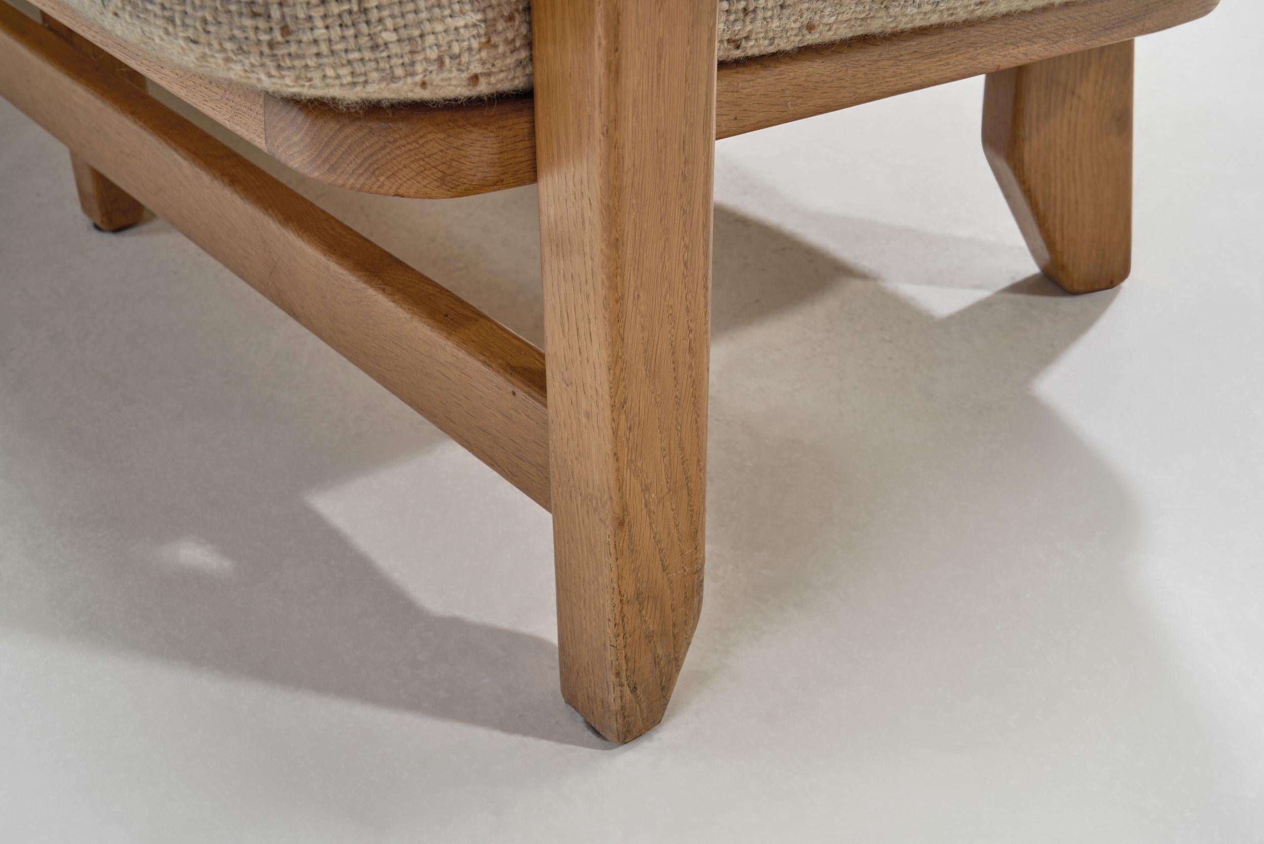 Guillerme et Chambron Grégoire Oak Settee für Votre Maison, Frankreich 1960s im Angebot 11