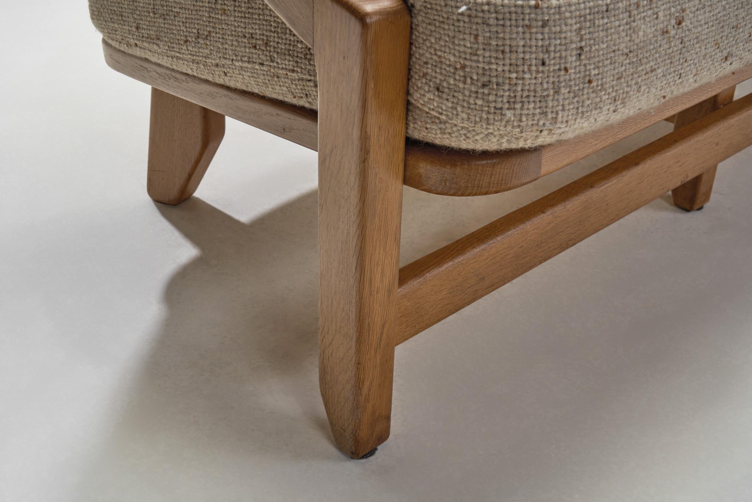 Guillerme et Chambron Grégoire Oak Settee für Votre Maison, Frankreich 1960s im Angebot 12