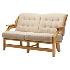 Guillerme et Chambron Grégoire Oak Settee für Votre Maison, Frankreich 1960s