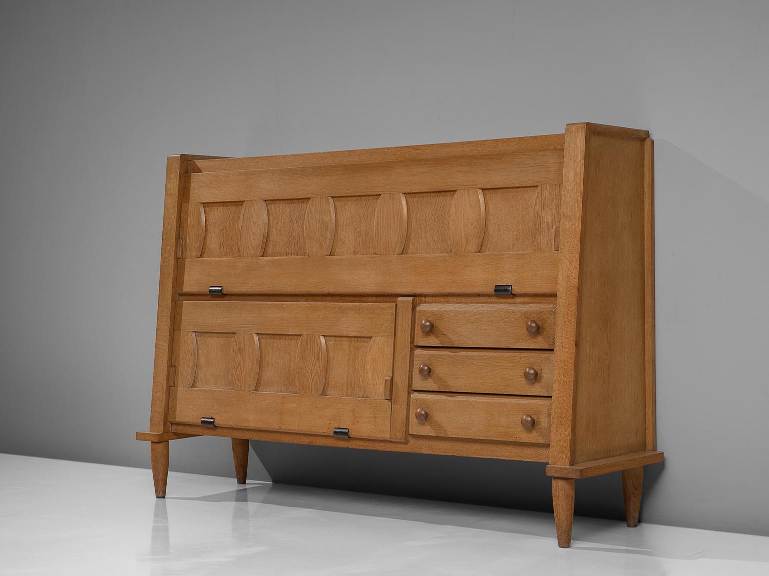French Guillerme et Chambron High Sideboard in Solid Oak