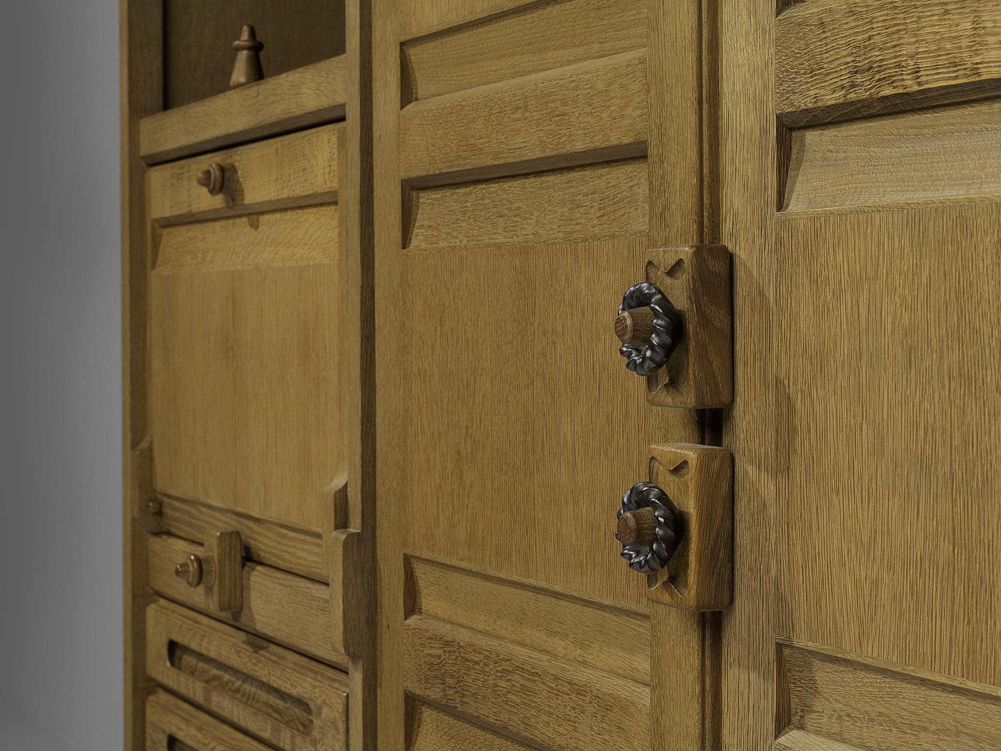 Mid-Century Modern Guillerme et Chambron Highboard in Stained Oak