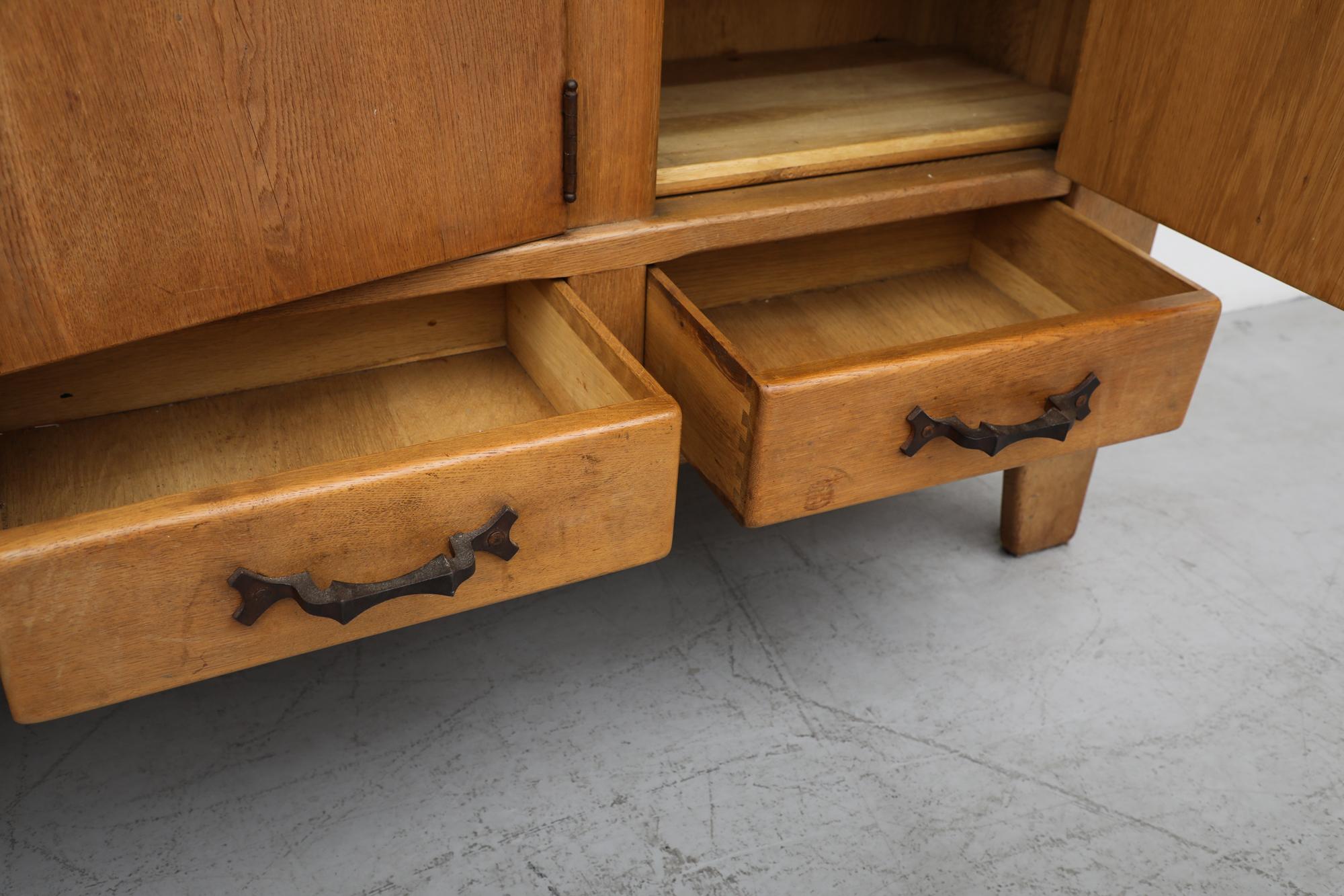 Guillerme et Chambron Inspired Brutalist Oak and Iron Sideboard 4
