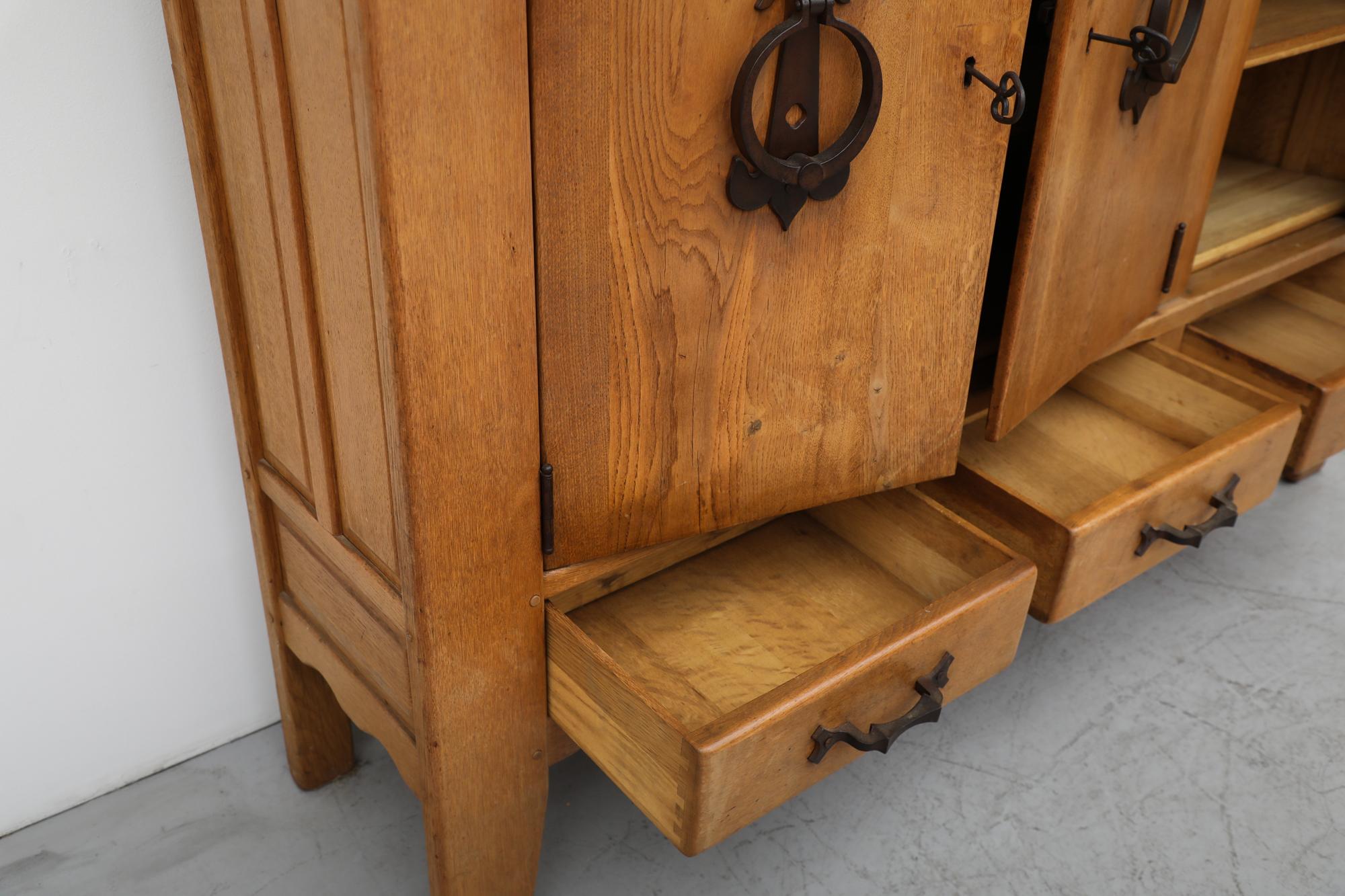 Guillerme et Chambron Inspired Brutalist Oak and Iron Sideboard 1