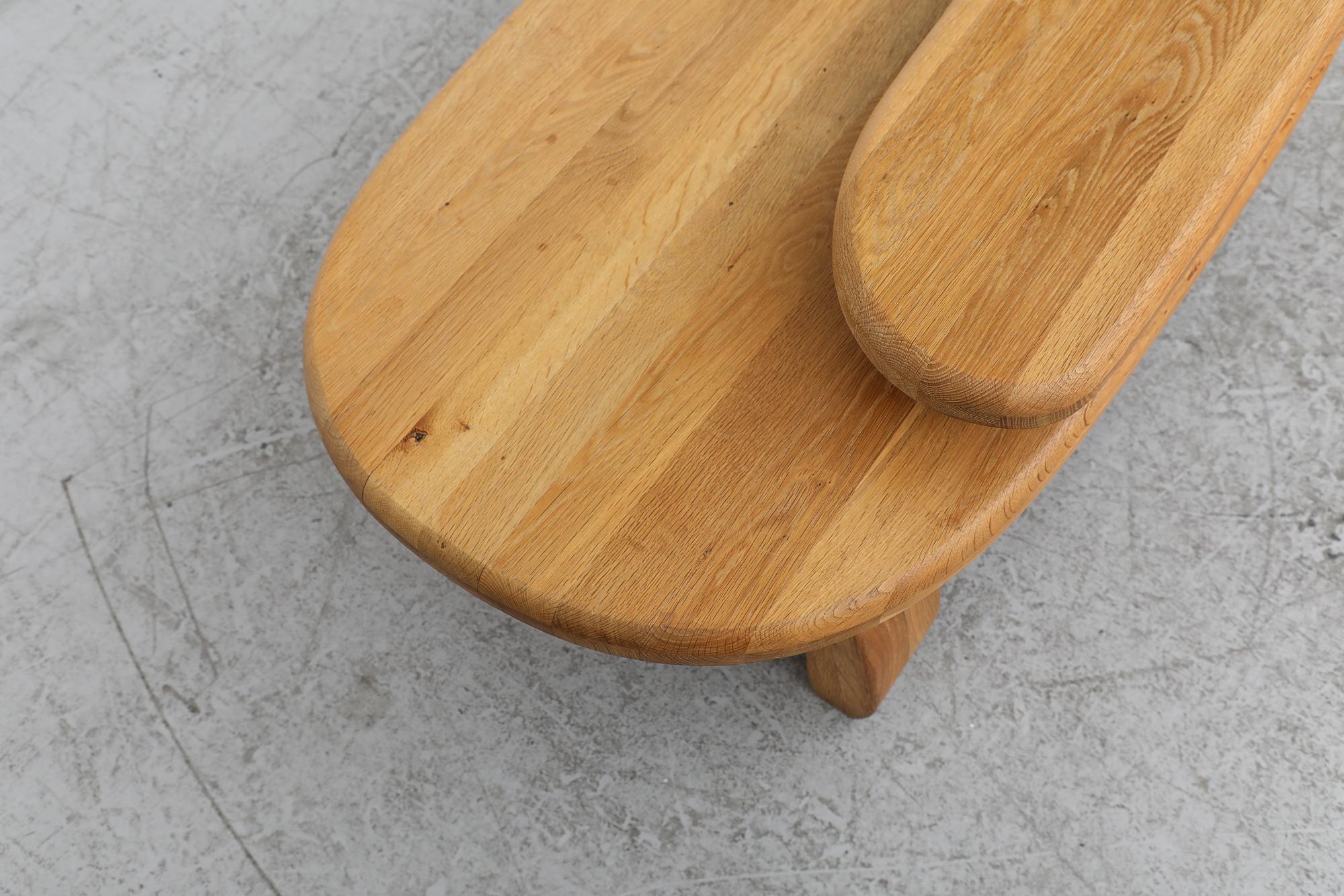 Guillerme et Chambron Inspired Brutalist Oak Two Tiered Coffee or Side Table For Sale 5