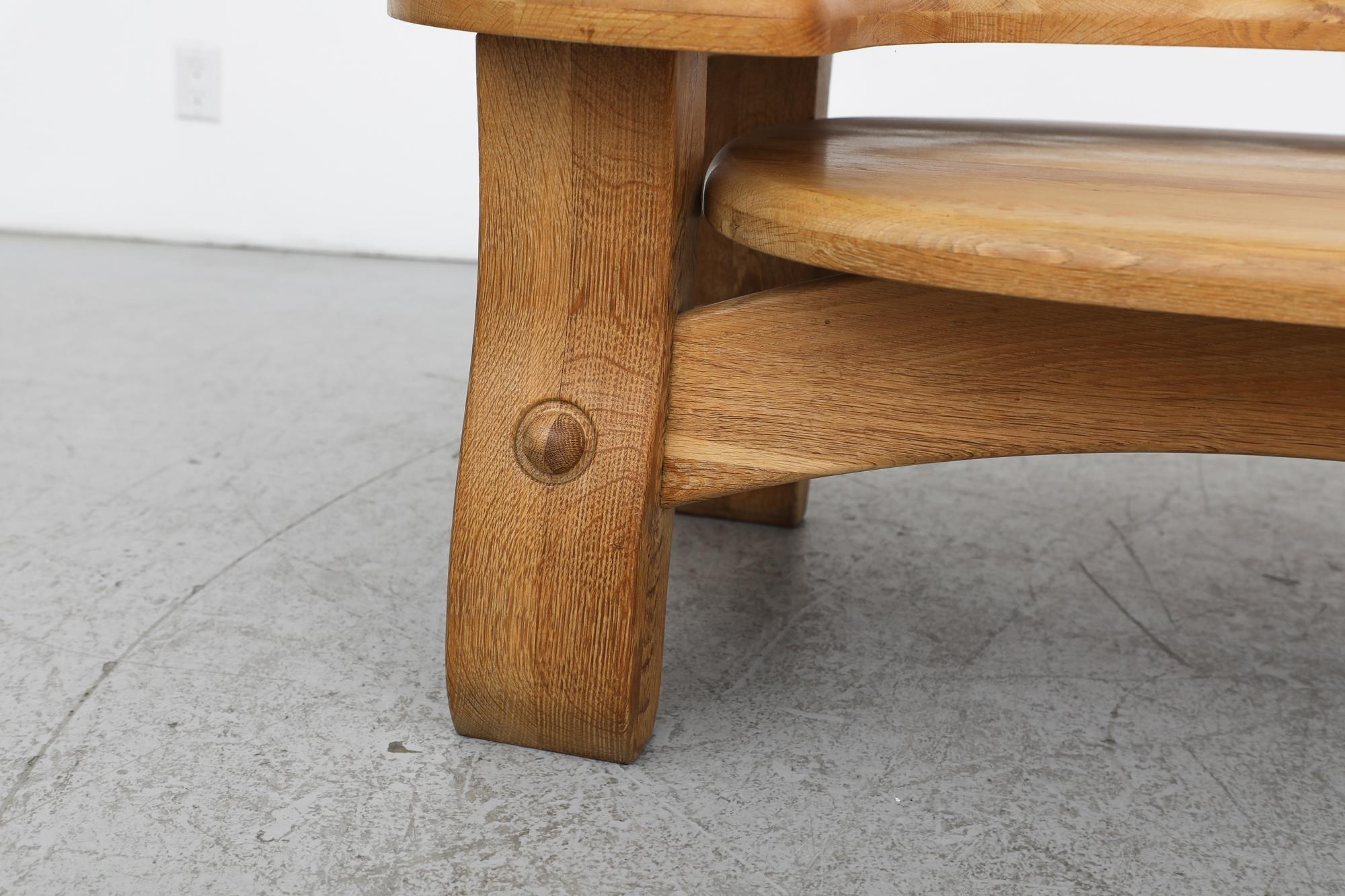 Guillerme et Chambron Inspired Brutalist Oak Two Tiered Coffee or Side Table For Sale 10
