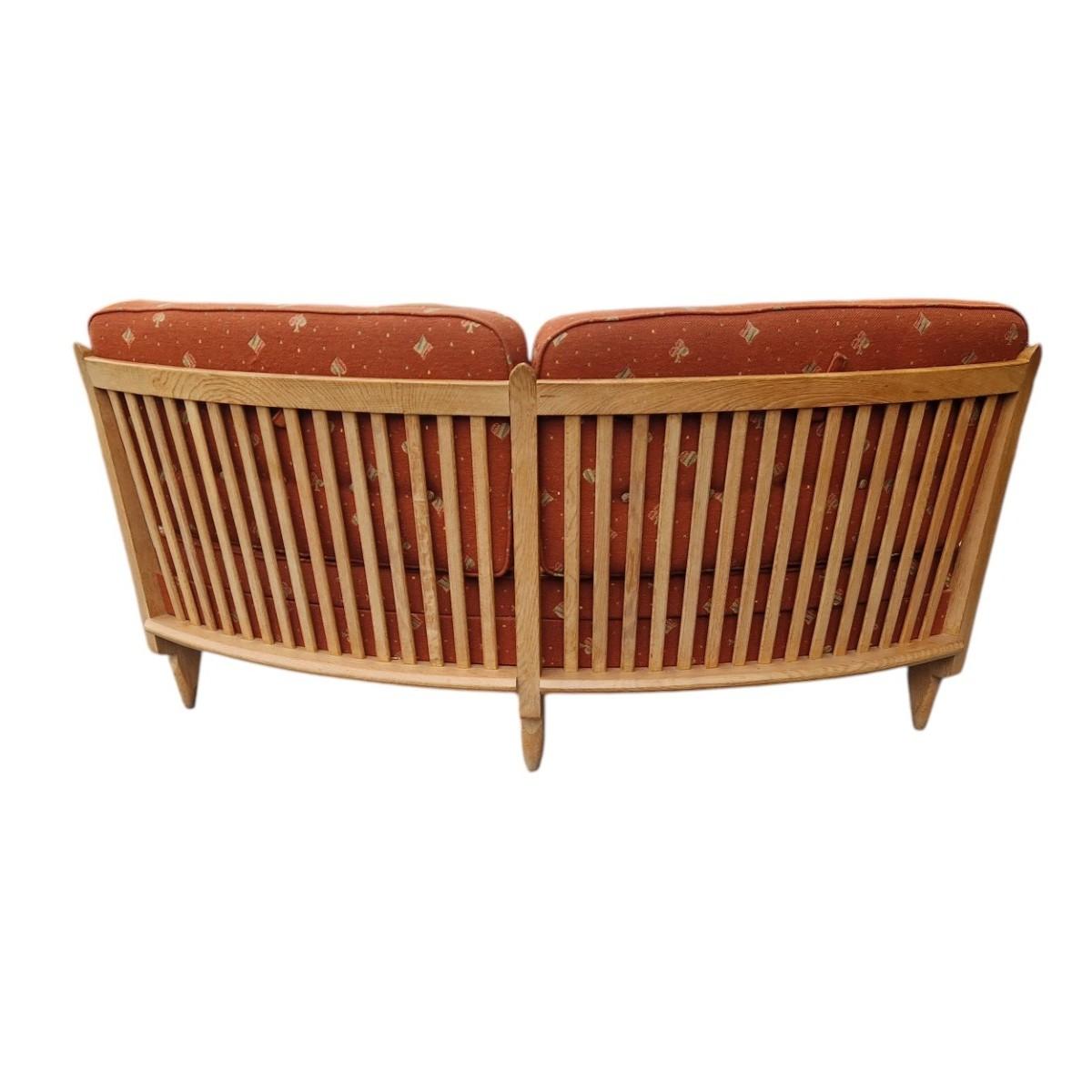 Mid-Century Modern Guillerme et Chambron  Oak bench, Edition Votre Maison circa 1950/1960 For Sale