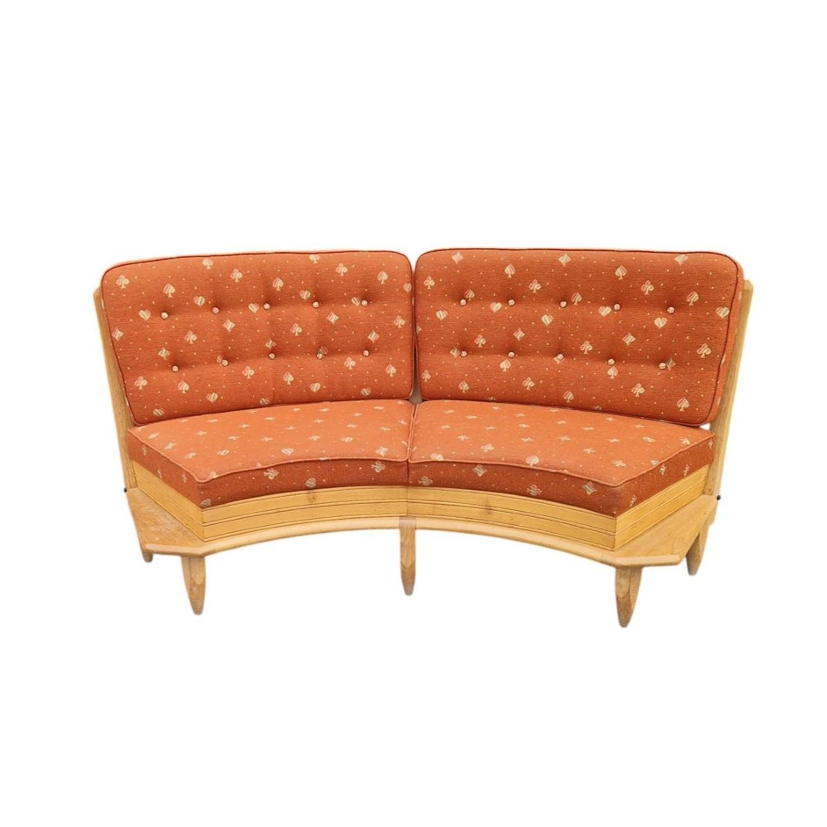French Guillerme et Chambron  Oak bench, Edition Votre Maison circa 1950/1960 For Sale