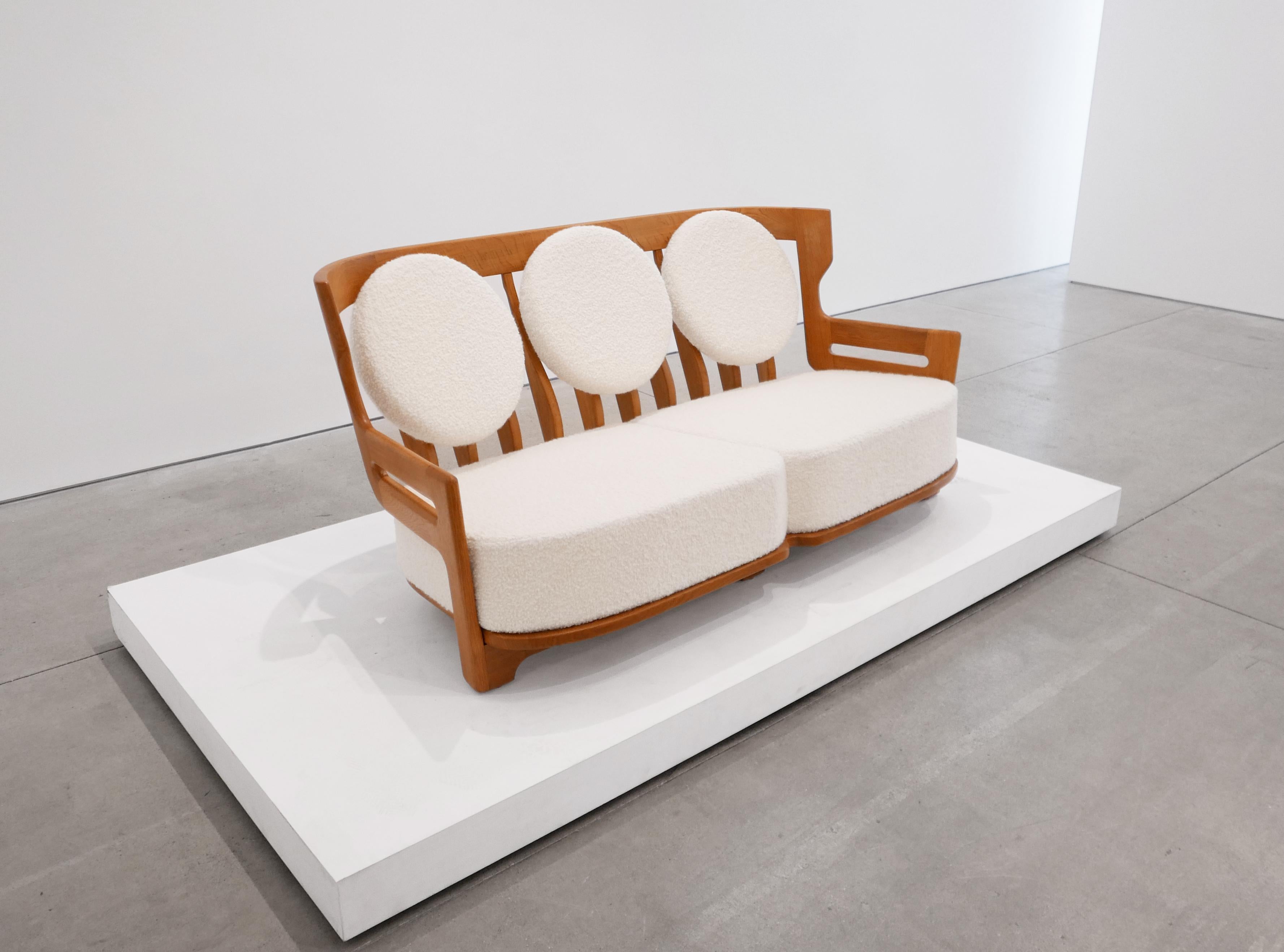 Mid-Century Modern Guillerme et Chambron 'Juliette' Oak Sofa for Votre Maison