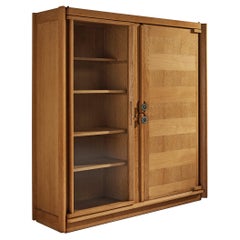 Guillerme et Chambron Large Cabinet in Oak with Ceramic Handles