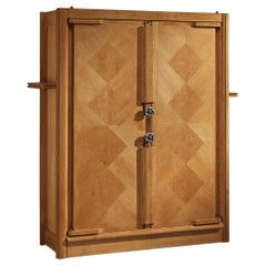 Guillerme et Chambron Large Cabinet in Oak with Ceramic Handles 