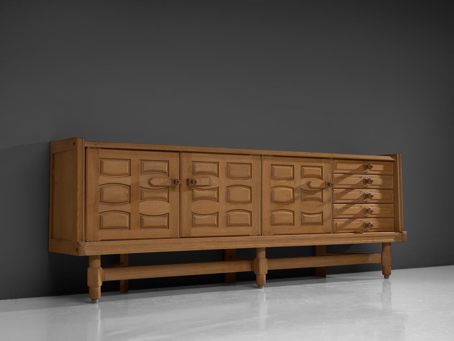 French Guillerme et Chambron Large Credenza in Oak