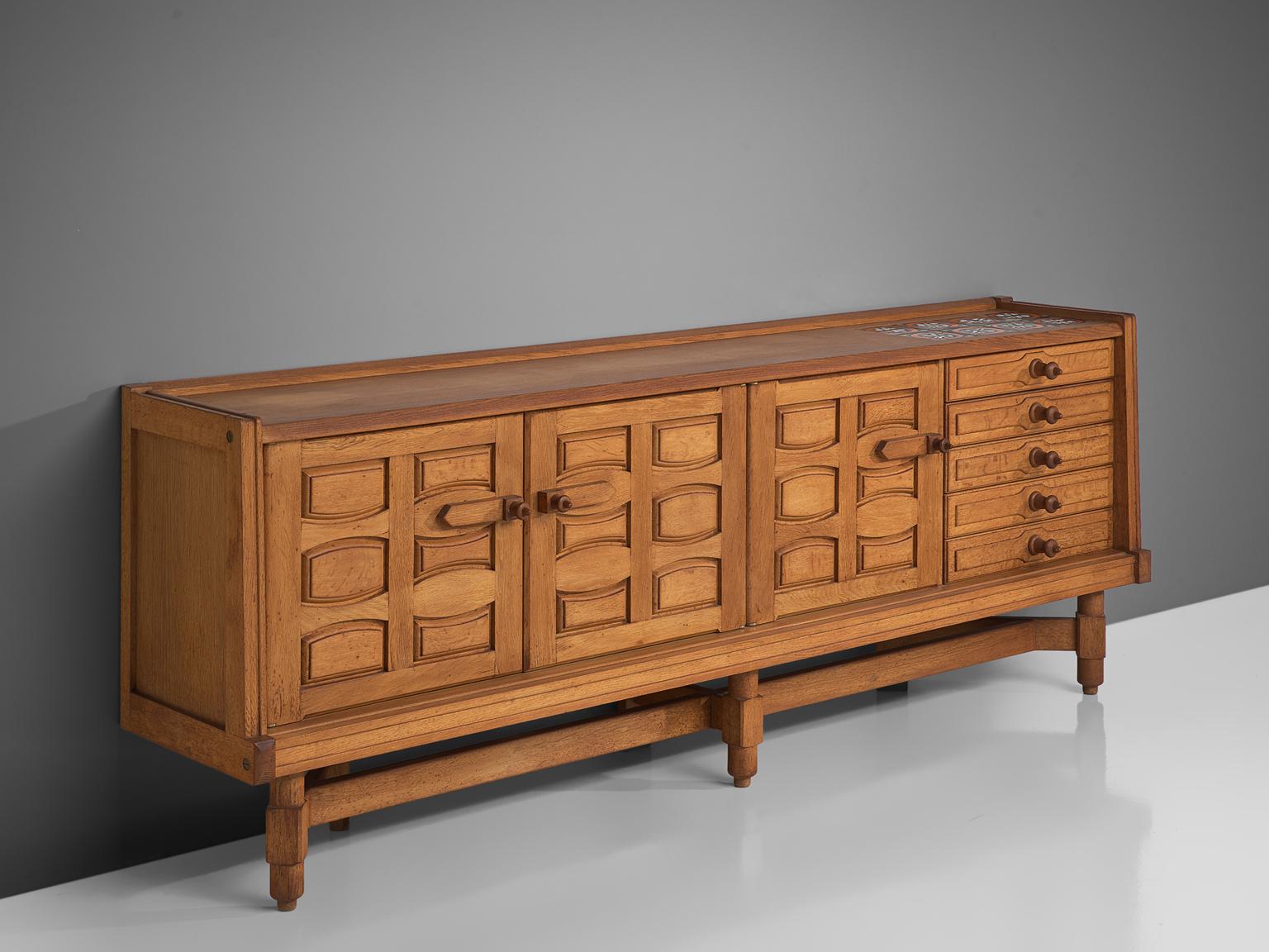 French Guillerme et Chambron Large Credenza in Oak