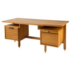 Guillerme et Chambron, Large Desk with Drawers, France, Mid-Century