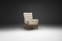 Guillerme et Chambron Light Oak Armchair, France Mid-20th Century