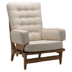 Guillerme et Chambron Light Oak Armchair, France Mid-20th Century