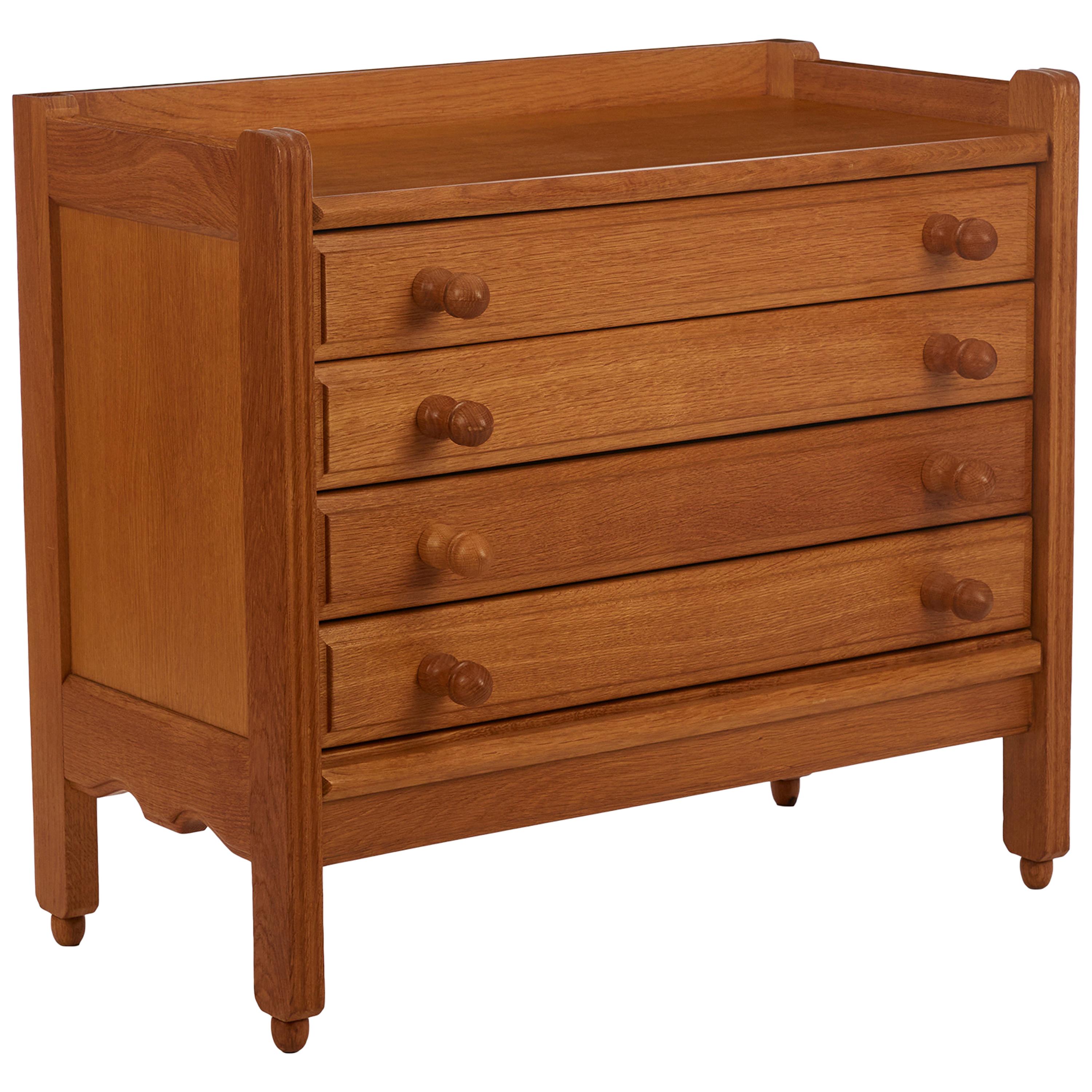 Guillerme et Chambron, Light Oak Five Drawer Dresser, France, Mid-20th Century For Sale