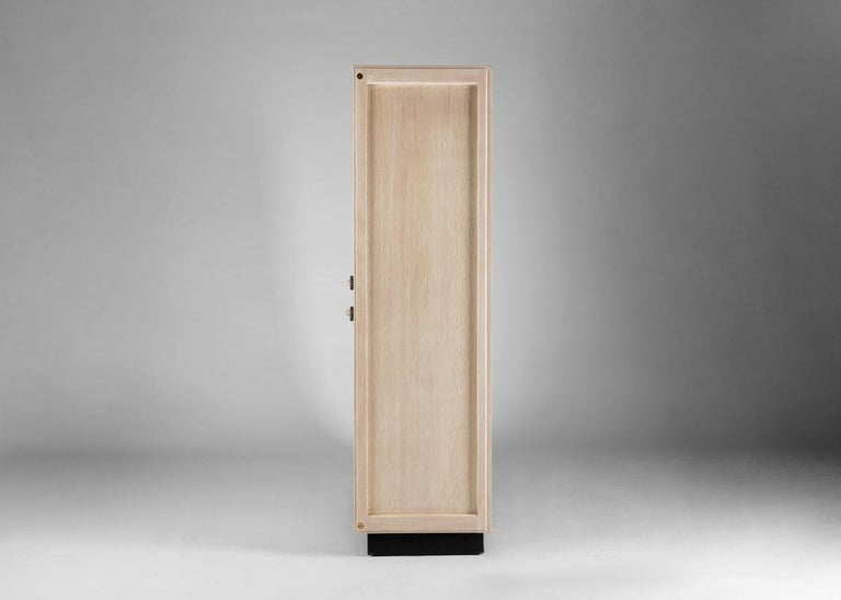 Mid-Century Modern Guillerme et Chambron, Limed Oak Two-Door Armoire, France, Mid-20th Century For Sale