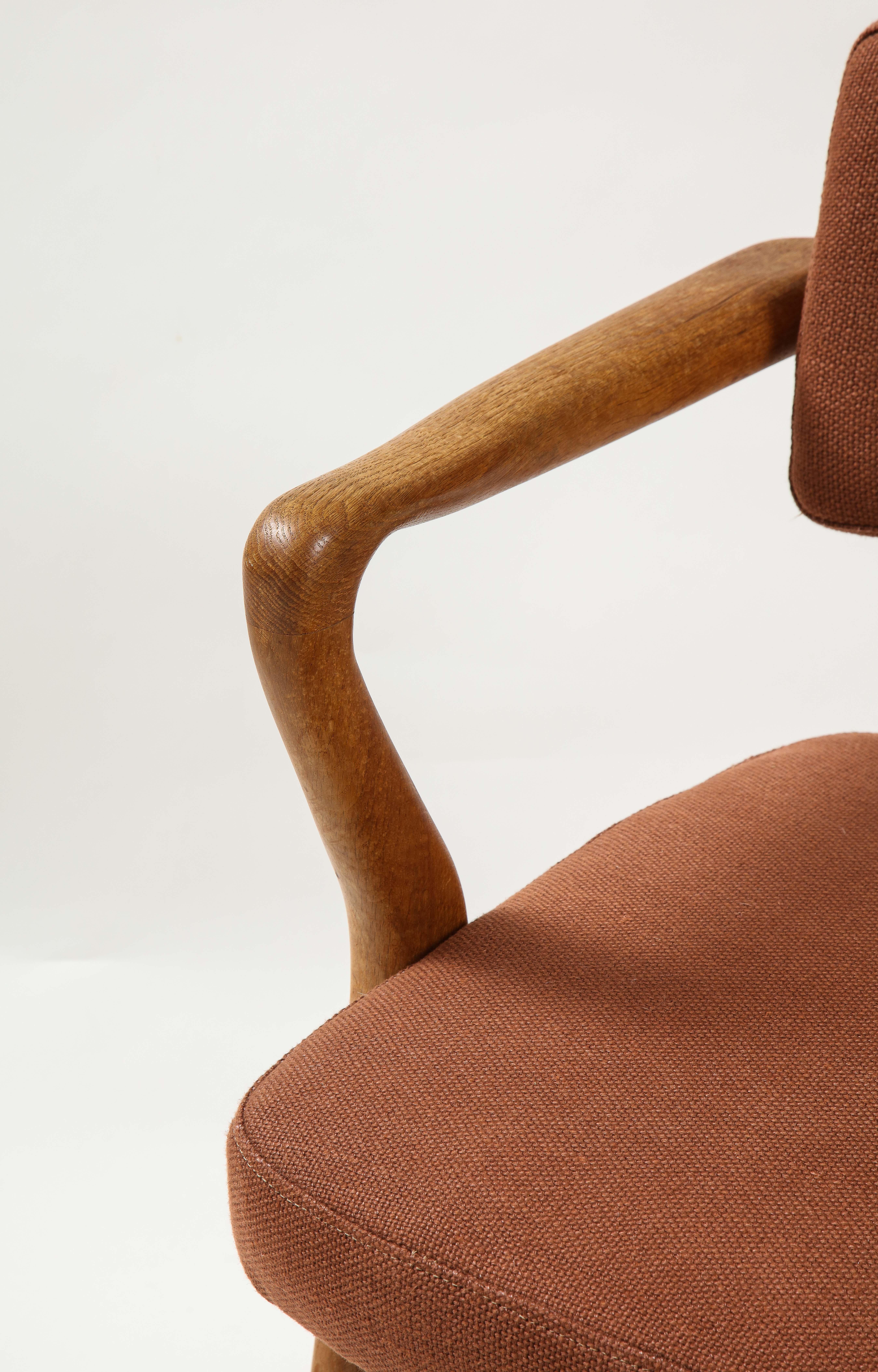 Guillerme et Chambron Linen-Upholstered Oak 