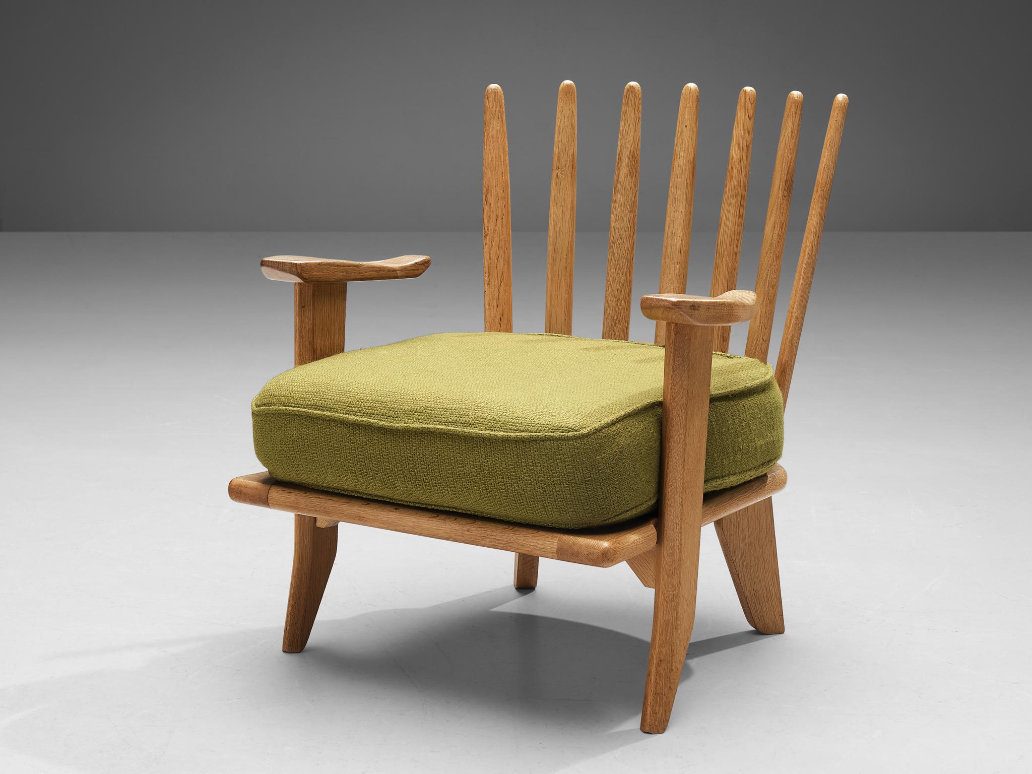 French Guillerme & Chambron Lounge Chair in Oak