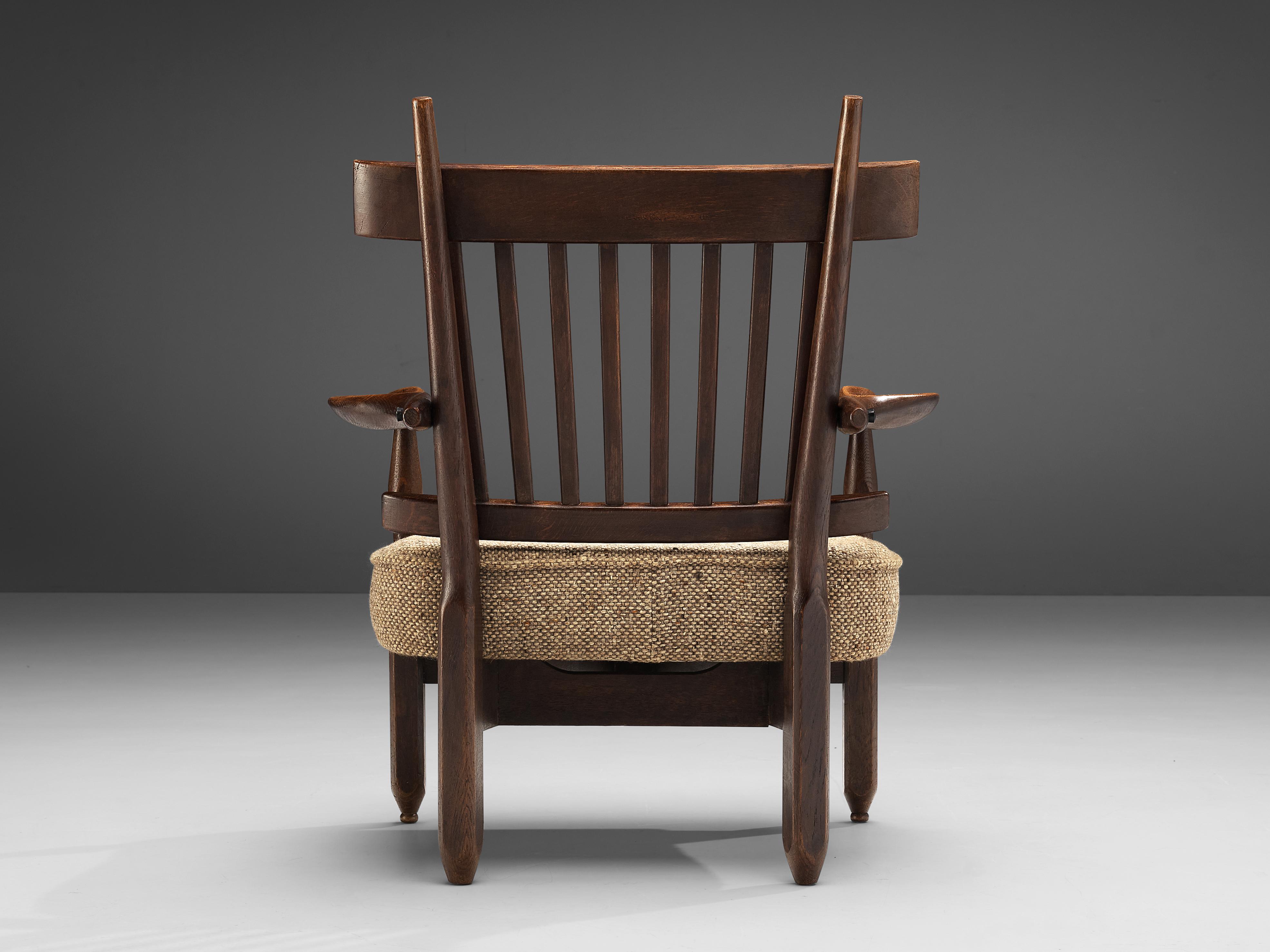 Mid-20th Century Guillerme et Chambron Lounge Chair 'Petronille' in Stained Oak