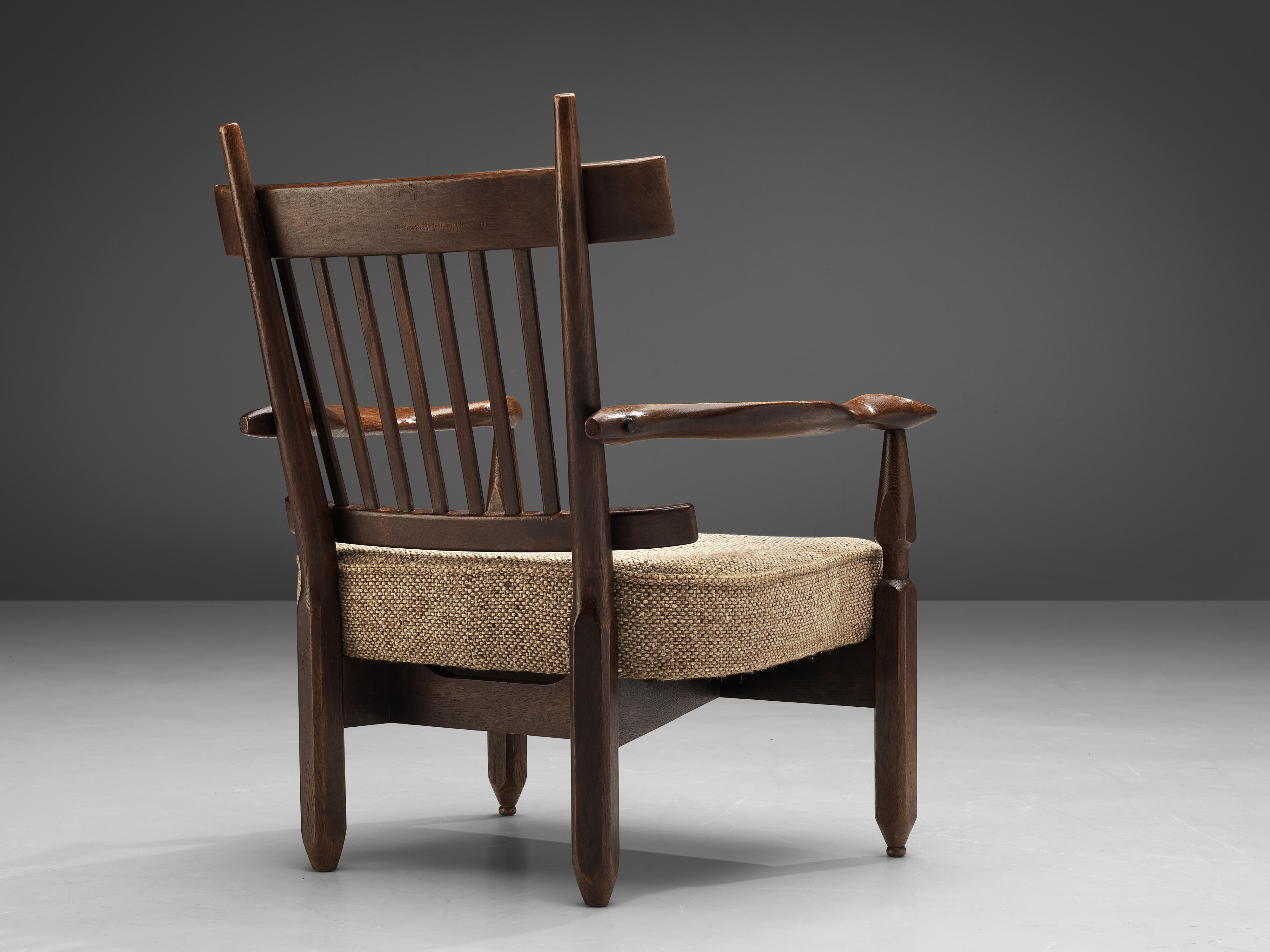 Guillerme et Chambron Lounge Chair 'Petronille' in Stained Oak 1