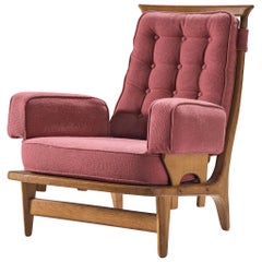 Guillerme et Chambron Lounge Chair with Pink Upholstery